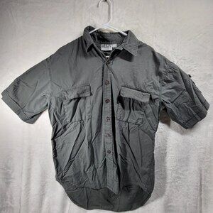 ORIGIN Men's Short Sleeve Button Down Navy Green Shirt L